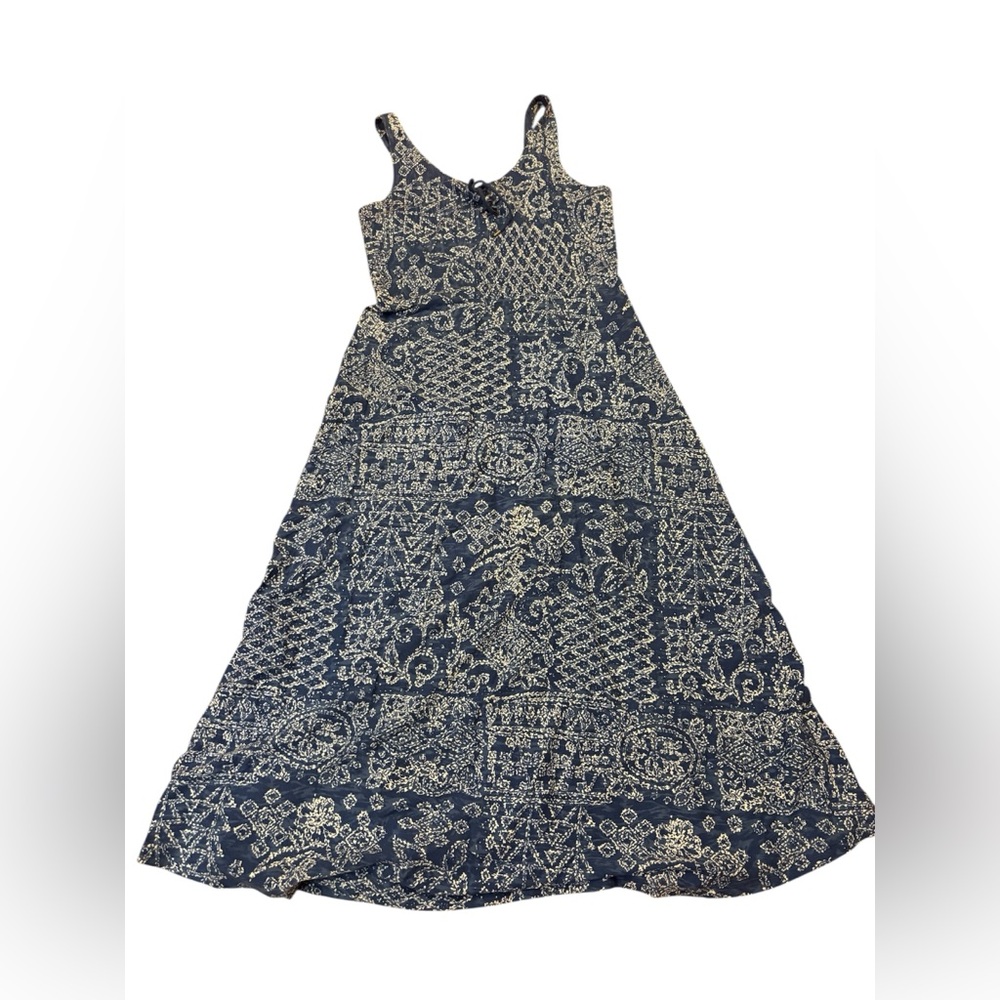 Chaps Blue and White Floral Dress
